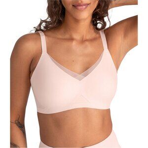 HONEYLOVE Crossover Bra in Petal Wireless Neutral Womens Medium